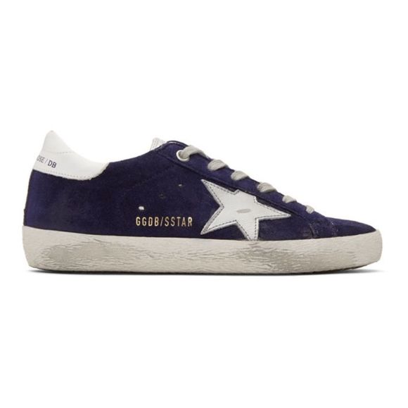 Golden Goose Shoes - Golden Goose Superstar Authentic Navy & Silver Suede Sneakers